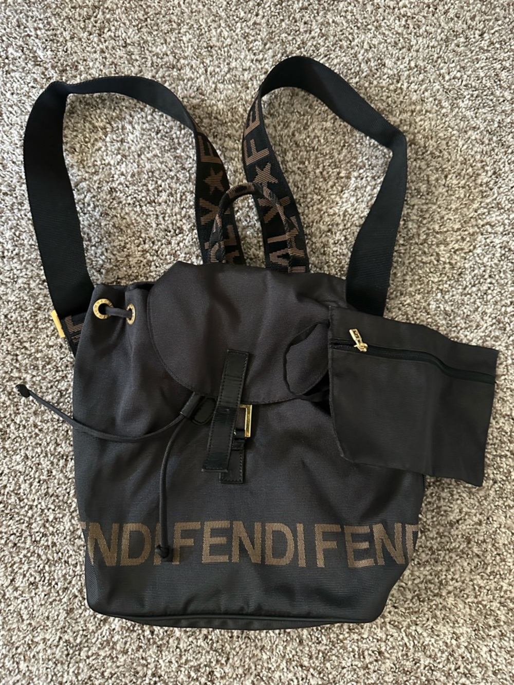 Fendi Vintage Nylon Drawstring Backpack; GUC - Picture 9 of 16